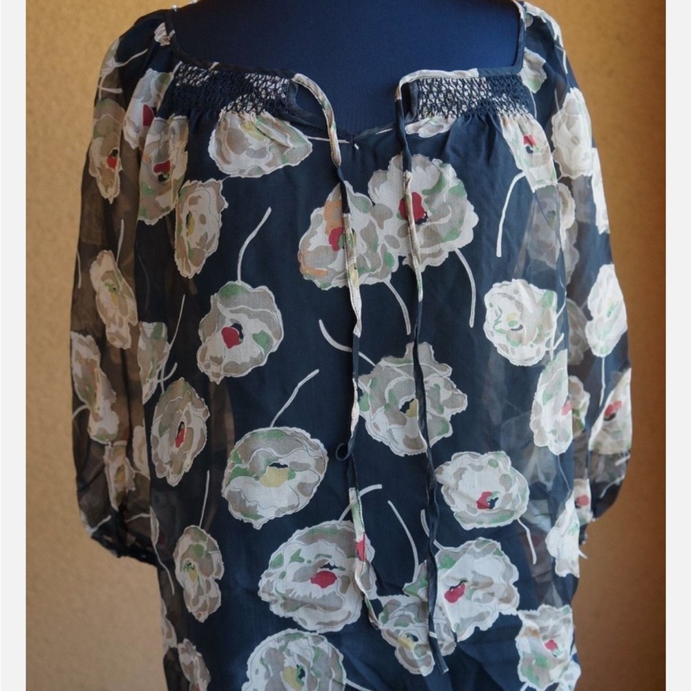Johnny Was Floral Sheer Blouse